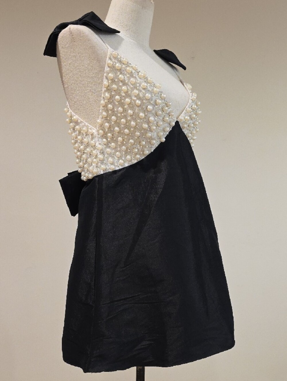 NEW $329 FOR LOVE AND LEMONS PEARLY BOW MINI DRESS IN BLACK SIZE S - Picture 5 of 16